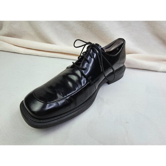 Kenneth Cole Size 10.5M Mens First Gear Black Leather Low Lace Square Toe Shoes - Picture 1 of 12